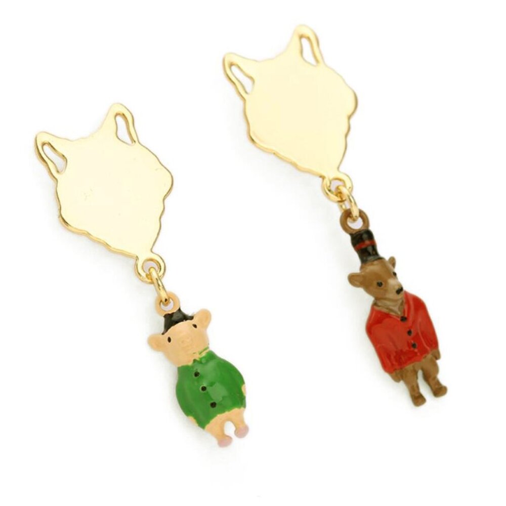 Les Nereides Little Pig And Wolf Stud Earrring